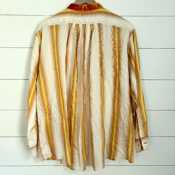 Forte Forte NWOT yellow, brown and white button down blouse with velvet collar - Picture 6 of 7